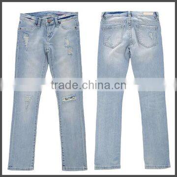 Custom New Fashion Girls Scratch Jeans photo-2