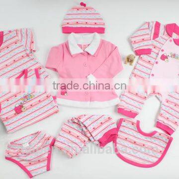 Baby Pink 100% Cotton 8 Pcs Clothing Gift Set 8TB1-116 Newborn Baby Gift Set With Hanger Package photo-2