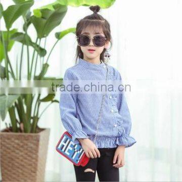 2-7 Years Wholesale 2017 New Autumn Cotton Stripe Full Sleeves Kids Girls Blouse photo-2
