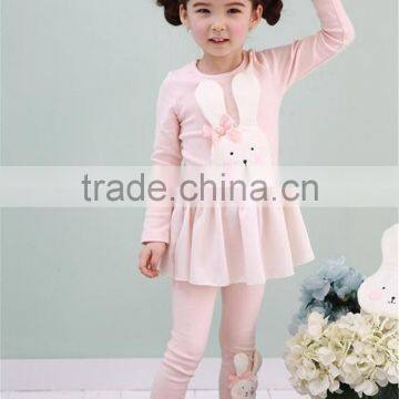 Girls Easter Cotton Outfit, Kids Easter Bunny Cloth Set, Spring/autumn Kids Cotton Suit Joker Rabbit Skirt &leggings 2pcs Suit photo-2