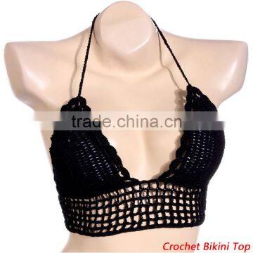 Boho Crochet Halter Beach Bikini Top photo-3