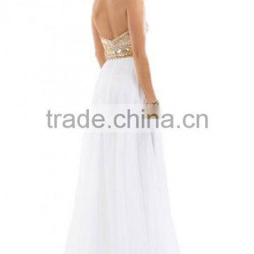 2016 Noble Beaded Sweetheart Chiffon White Rose Gold Sparkle Evening Dress photo-2