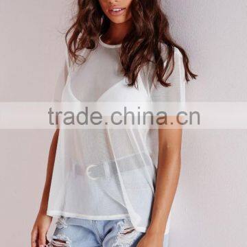 Cheap Sheer Mesh Short Sleeve Women t Shirt Wholesale China photo-4