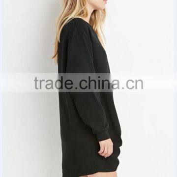 Latest Oversized Knotted Hem Crewneck Sweatshirt Women Sweatshirt Dresses photo-3
