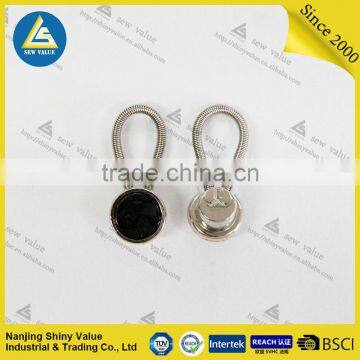 Removable Metal Button Collar Extenders With Spring for Shirts/jeans/trousers With Black Crystal Mounted photo-4