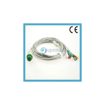 Biolight  one piece 5lead ECG cable,snap,IEC