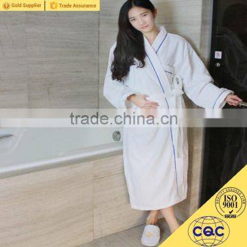 White customized logo terry velour adult bath robe use for hotel