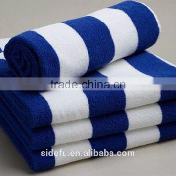 Hot Sell White And Blue Cotton Stripe Custom Beach Towel