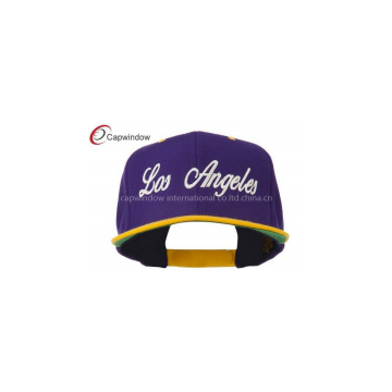 Purple Gold Los Angeles Embroidered Snapback Baseball Caps with Wool and Acrylic Blend