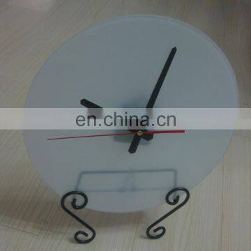 Sublimation printable blank clock round tempered glass table clock