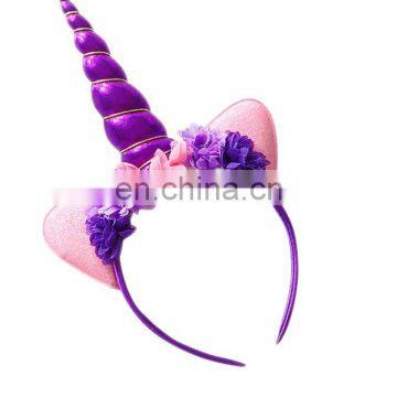 Hot sale birthday party rose flower unicorn headband