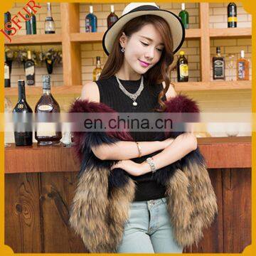 Genuine Raccoon Fur Dyed Colour Outwear Fur Waistcoat