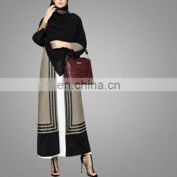 2017 Latest Casual Dubai Arab Women Design Muslim Open Front Overcoat Islamic Clothing Cardigan Latest Printing Kimono photo-2