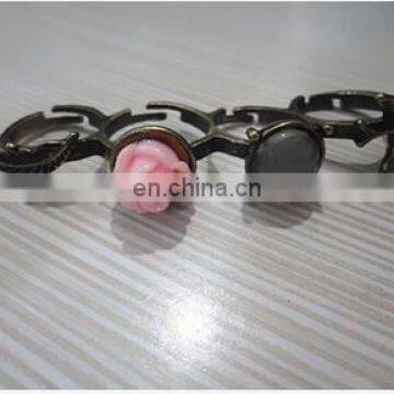 Luxuries Wedding Copper Palm Rings Rose Gold Plated CZ Zircon Ring Girls Lovers Prong Setting Rhinestones Four Fingers photo-2