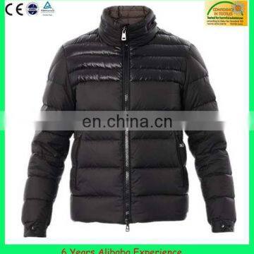 Mens shiny nylon padded down jacket, thick outdoor down outwear , Fit winter duck down jacket