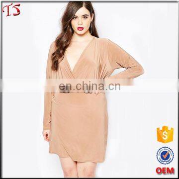 Alibaba china long sleeve plus size dress fashionable dress for fat women