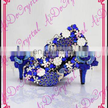 Aidocrystal Handmade new design Italian shoes and matching bag set women crystal shoes and bags