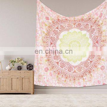 Indian Latest Handmade Wall Hanging Hippie Green Ombre Mandala Tapestry Bohemian Bedspread Dorm Decor 95"X85" Inch