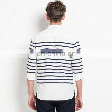 T-MSS529 Custom Logo Embroidered Striped Latest Shirts for Men Pictures photo-2