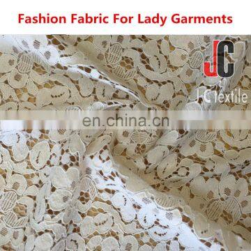 JC036 Plain Dyed T/C Nylon Cotton Ivory Lace Fabric High Quality White Lace Fabric