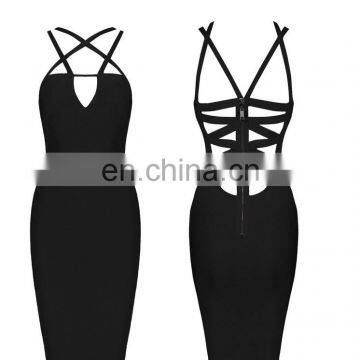 2016 woman sexy bodycon party dress , spaghetti strap latest dress designs bandage dress for ladies