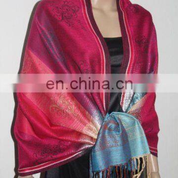 JDP-241_02# colorful pashmina shawl with metallic design