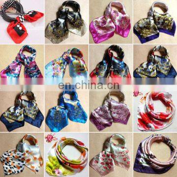 Soft Silk Square Scarf Scarves Bandanas Head Wrap Shawl Satin Stewardess Silk scarf stole women wears