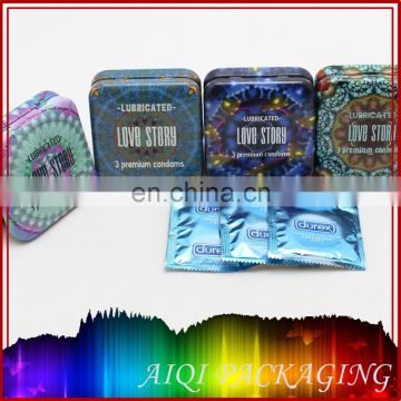 Square Condom metal tin box