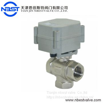 Standard Nickel Plated Brass T type Electric Actuator Ball Valve