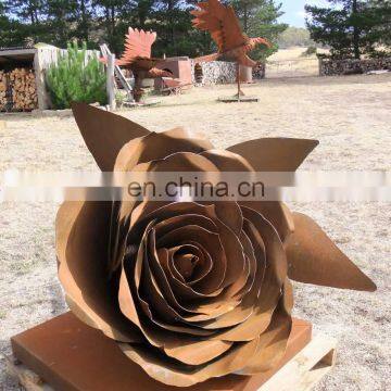 Realistic Rose Corten Steel Sculpture