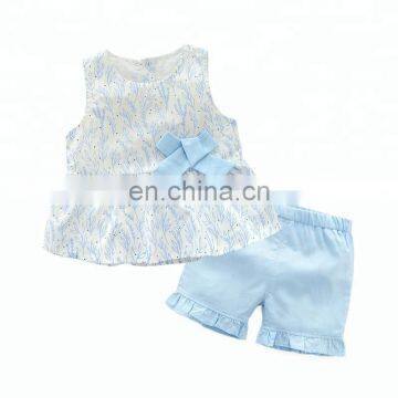 Korean baby girl party children frocks top with bowknot designs shorts kids clothing