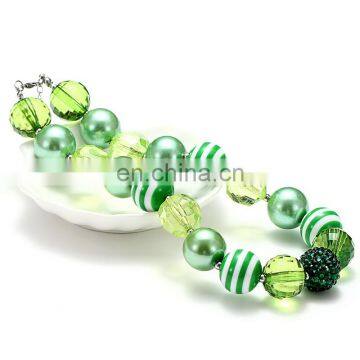 St. Patrick Day Girl Necklace Kids Green Chunky Bubble Beads Necklace Candy Holiday Jewelry Gift photo-2