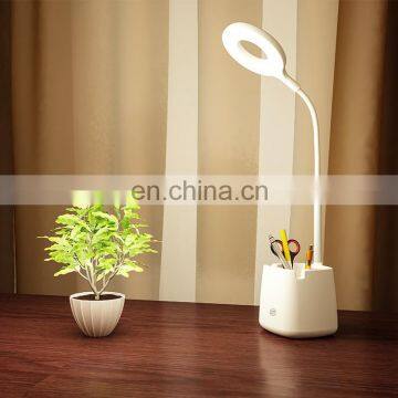 Touch sensor 360 degree adjustable dimming swan lamp pencil holder Flexible Goose neck led desk lamp pen holder