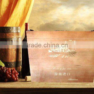 Custom design and color 6 bottle packaging Wooden wine box