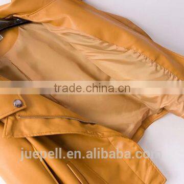 Zippered Faux Leather Moto Jacket/ Fashion Women 's PU Leather Jacket photo-3