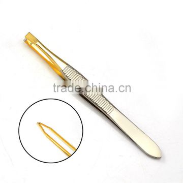 Blister card packing tweezers and steel tweezers with gold plating