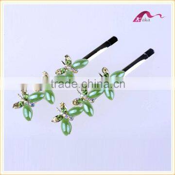 Wholesale Price New Arrival Multi Colors Elegant Hair Grips Metal Crystal Decorated Butterfly Ceramic Beads Hair Clips For Gifts photo-2