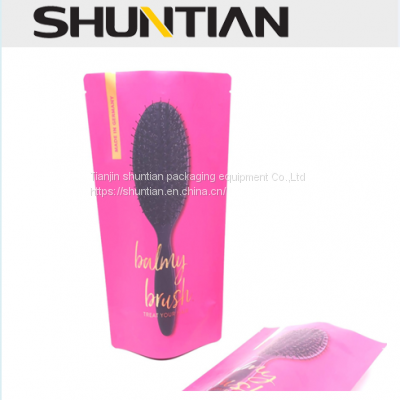 packing standing pouch for hair comb Customized Styles Gravure Printing packing bags