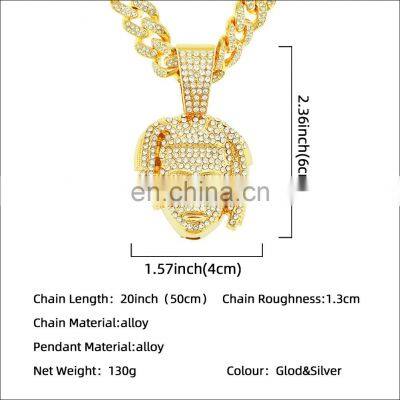 Punk Gold Portrait Coin Pendant Necklace Cuban Multilayer Chunky Thick Chain Choker Necklaces Gothtic Jewelry