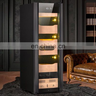 Big Large Commercial Wooden Grain Electrical Refrigerated Fan Cooling Temperature Controlled Cigar Fridge Humidor Cabinet