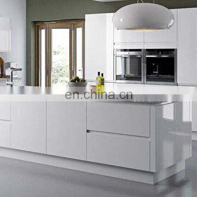 High gloss melamine vinyl wrap door display kitchen cabinet prices white painting wood cabinets sale