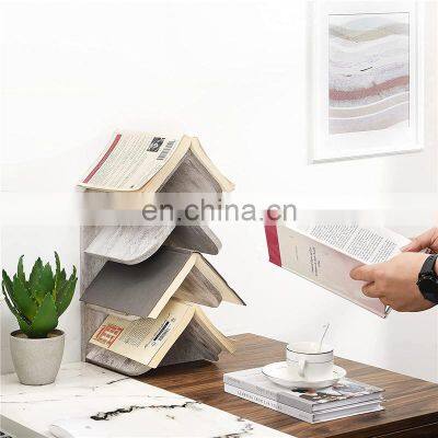 Wooden Tree Shape Bookshelf Bookcase Book Holder for Living Room Office photo-3
