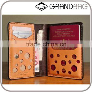 100% genuine vegetable tanned leather travel passport wallet for men wholesale custom passport holder with card slots