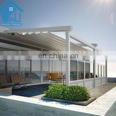 Modern Sunshade Remote Control Opening Roof Systems Motorized PVC Retractable Pergola