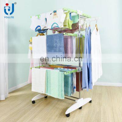 Folding heavy duty outdoor three layer clothes rack