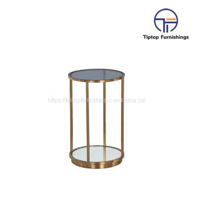 Custom made tall stainless steel base slate designer black and gold living room round marble coffee table for cafe