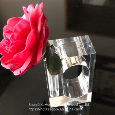 New Design Clear Acrylic Napkin Rings With Standing Bud Vase Flower Napkin Rings Holder For Wedding Table photo-3
