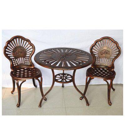 Garden Outdoor Round Table Cast Iron Aluminium Dining Coffee Tables Waterproof Sturdy Durable Balcony Patio Furniture Bistro Sets photo-2