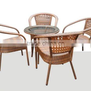 Garden Furniture Quality Assured Stone Table Top With Four Rattan Chairs SGS Tested