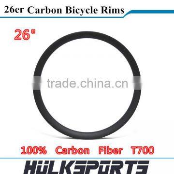 26er MTB rim full carbon tubuless bicycle rims Toray T700 carbon rims for mountain bicycle glossy/matt carbon mtb bike rim